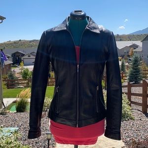 Vintage Leather Moto / Motorcycle Jacket with Thinsulate Insulation